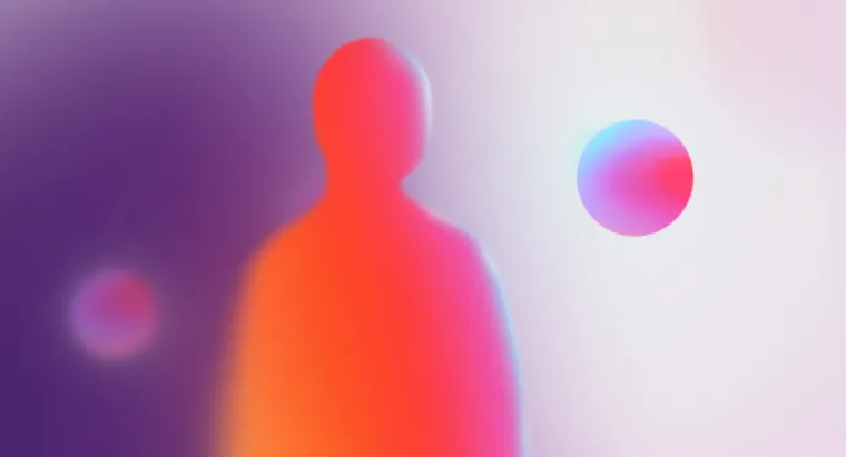 Scenario illustration: the gradient figure with a small companion orb floating at its side