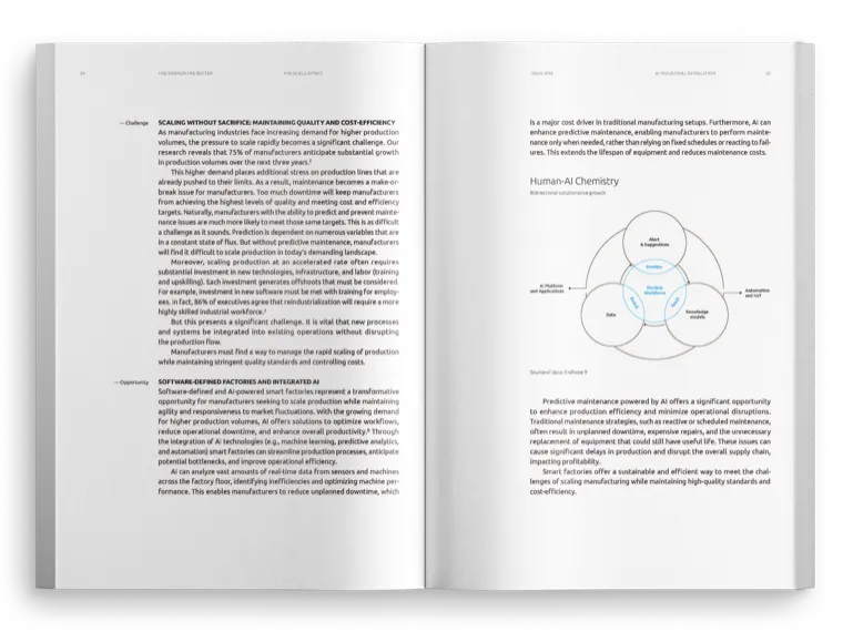 Spread: Human-AI Chemistry diagram set inside two columns of running text