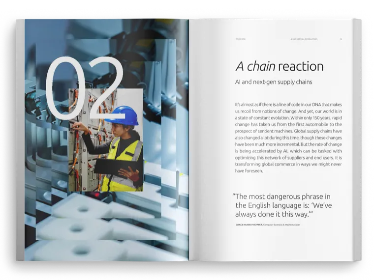 Chapter spread: A chain reaction, AI and next-gen supply chains, oversized 02